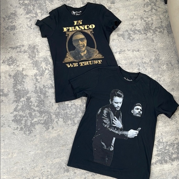 Lot of 2 James Franco Graphic T Shirts Tees Black Short Sleeve Sz M - Picture 2 of 12